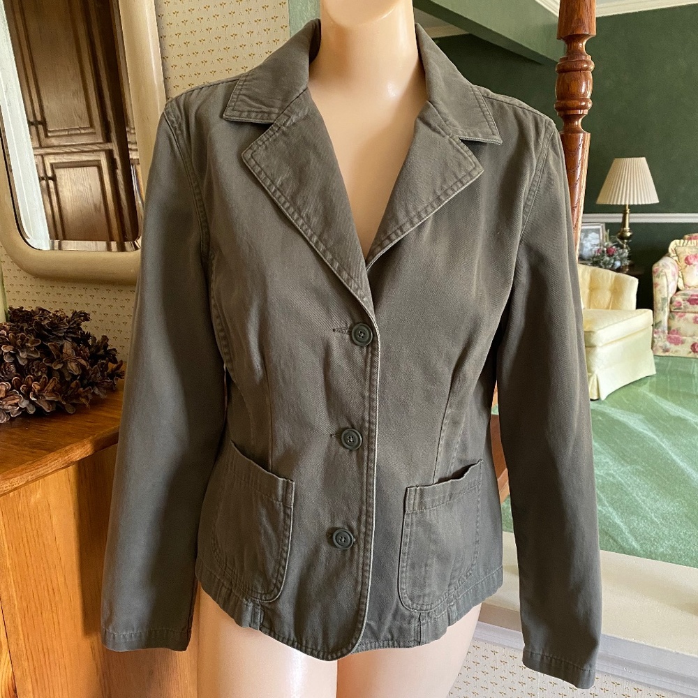 EDDIE BAUER JACKET/BLAZER, ARMY GREEN, SIZE M